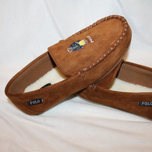 NIB POLO RALPH LAUREN MEN'S BEAR SUEDE COMFORT SLIPPERS SHOES‎ - Picture 6 of 6